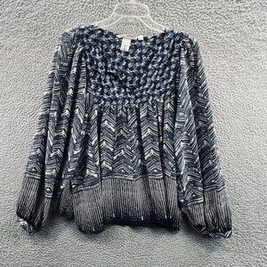 Label of Grade Goods LOGG Women Top 14 Blue Gray Long Sleeve Pullover Shirt BOHO